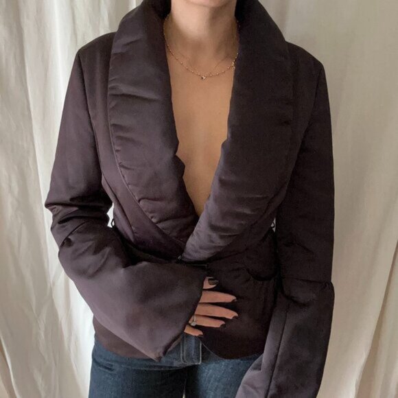 René Lezard Puff Purple Satin Blazer 38 - Picture 3 of 14